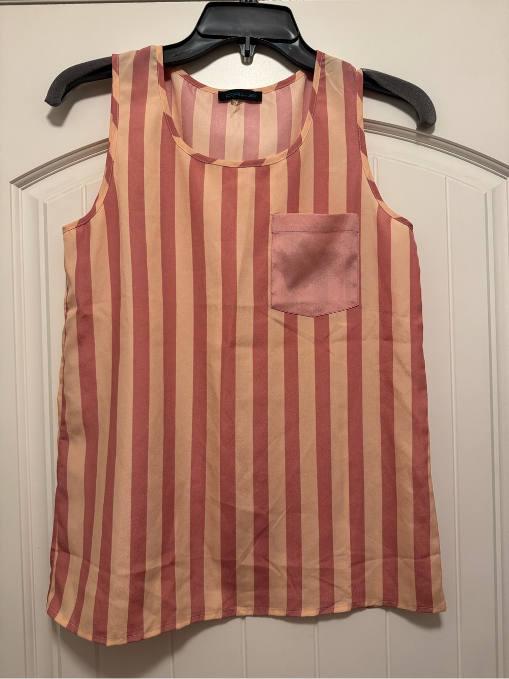 Cals Vertical Stripe Tank in Pink & Cream